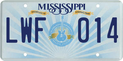 MS license plate LWF014