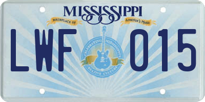 MS license plate LWF015
