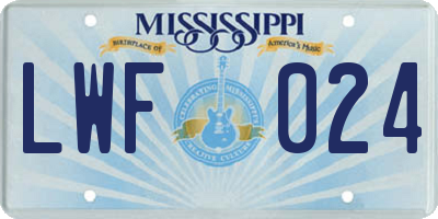 MS license plate LWF024