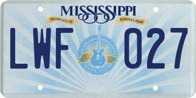 MS license plate LWF027
