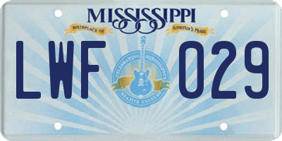 MS license plate LWF029