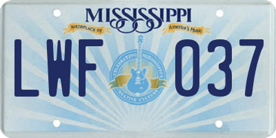 MS license plate LWF037