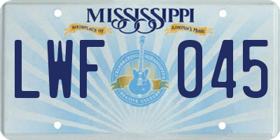 MS license plate LWF045