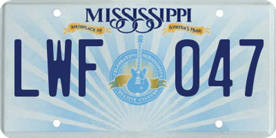 MS license plate LWF047