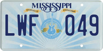 MS license plate LWF049