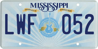 MS license plate LWF052