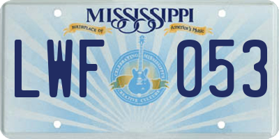 MS license plate LWF053