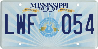 MS license plate LWF054