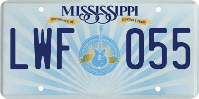 MS license plate LWF055