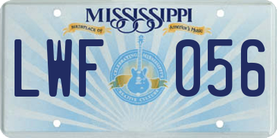 MS license plate LWF056