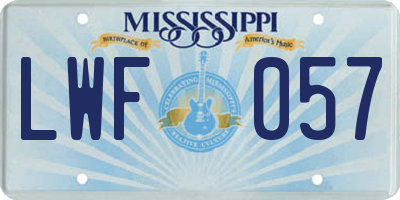 MS license plate LWF057