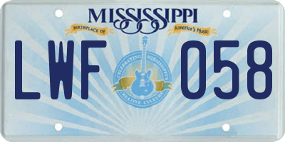MS license plate LWF058