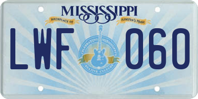 MS license plate LWF060