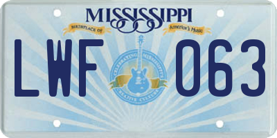 MS license plate LWF063