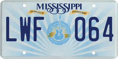 MS license plate LWF064