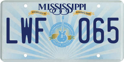MS license plate LWF065