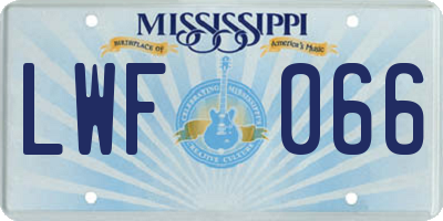 MS license plate LWF066
