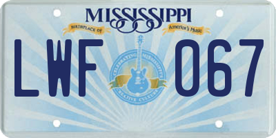 MS license plate LWF067