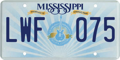 MS license plate LWF075
