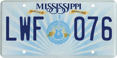 MS license plate LWF076