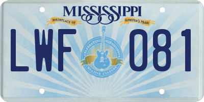 MS license plate LWF081