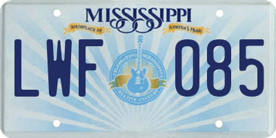 MS license plate LWF085