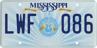 MS license plate LWF086