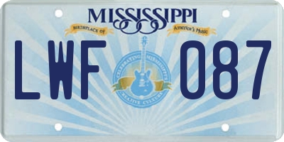 MS license plate LWF087