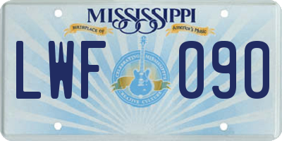 MS license plate LWF090