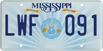 MS license plate LWF091