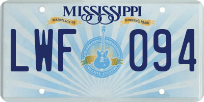 MS license plate LWF094