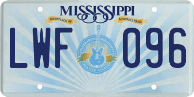 MS license plate LWF096