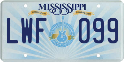 MS license plate LWF099