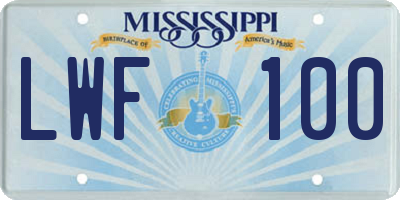 MS license plate LWF100