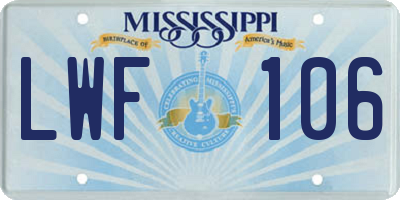 MS license plate LWF106