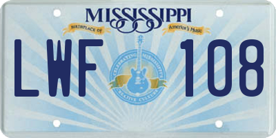 MS license plate LWF108