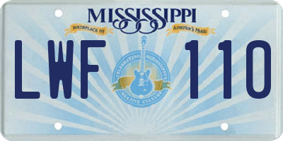 MS license plate LWF110