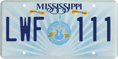MS license plate LWF111