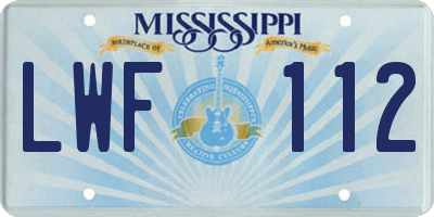 MS license plate LWF112