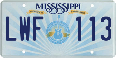 MS license plate LWF113