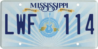 MS license plate LWF114