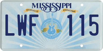 MS license plate LWF115
