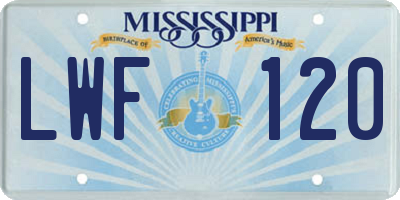 MS license plate LWF120