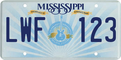 MS license plate LWF123
