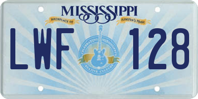MS license plate LWF128