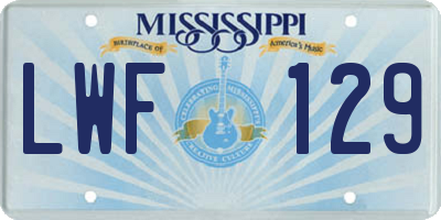 MS license plate LWF129