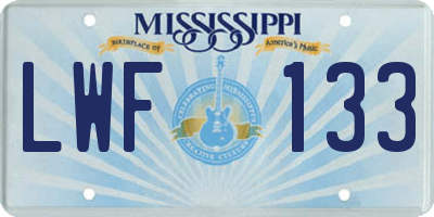 MS license plate LWF133
