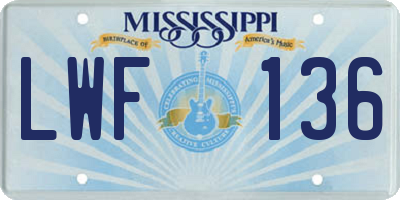MS license plate LWF136