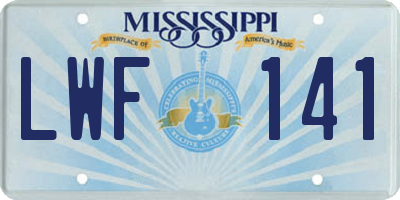 MS license plate LWF141