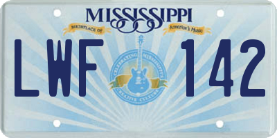 MS license plate LWF142